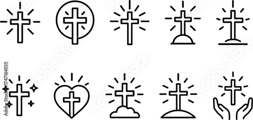 Cross symbol. Three crosses. Calvary. Vector.	