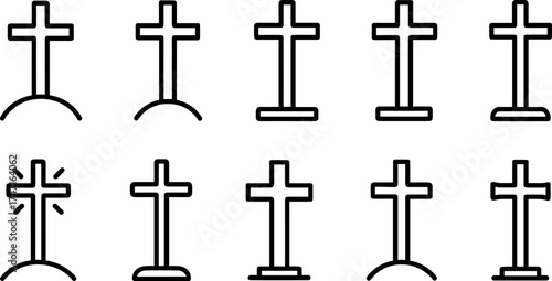 Cross symbol. Three crosses. Calvary. Vector.	