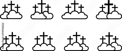 Cross symbol. Three crosses. Calvary. Vector.	
