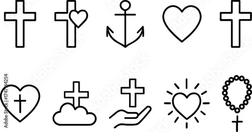 Cross symbol. Three crosses. Calvary. Vector.	