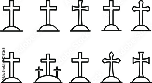 Cross symbol. Three crosses. Calvary. Vector.	