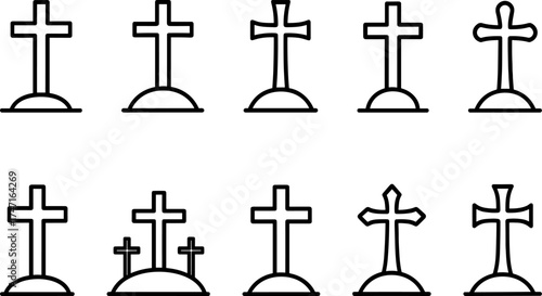 Cross symbol. Three crosses. Calvary. Vector.	