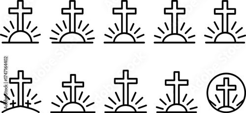 Cross symbol. Three crosses. Calvary. Vector.	