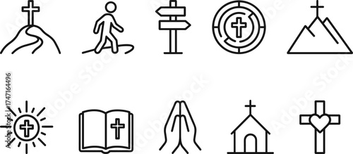 Cross symbol. Three crosses. Calvary. Vector.	