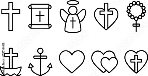 Cross symbol. Three crosses. Calvary. Vector.	