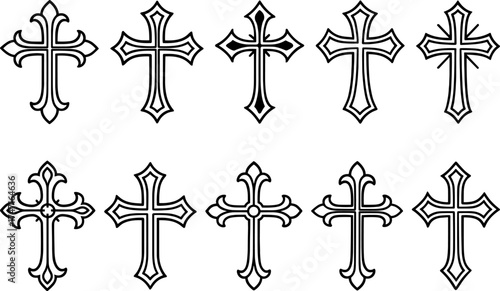 Cross symbol. Three crosses. Calvary. Vector.	