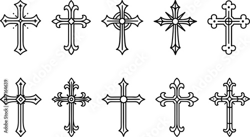 Cross symbol. Three crosses. Calvary. Vector.	
