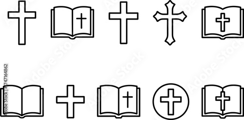 Cross symbol. Three crosses. Calvary. Vector.	