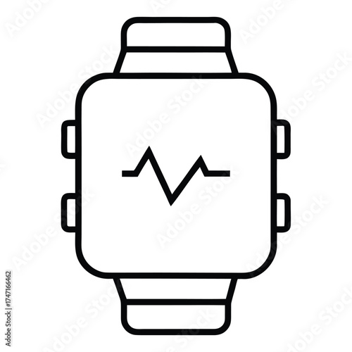 smartwatch outline showing beat line fitness icon