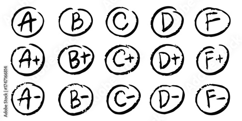a, b, c, d, f, a plus, b plus, c plus, d plus, f plus, a minus, b minus, c minus, d minus, f minus, grade, grading, school, education, test, exam, result, assessment, symbol, mark, letter, number, han