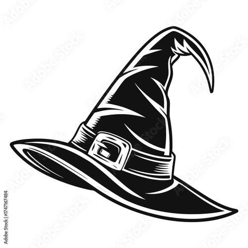 Black pointy witch hat with buckle pointy hat black hat