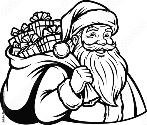 Santa claus with gifts vector christmas holiday illustration