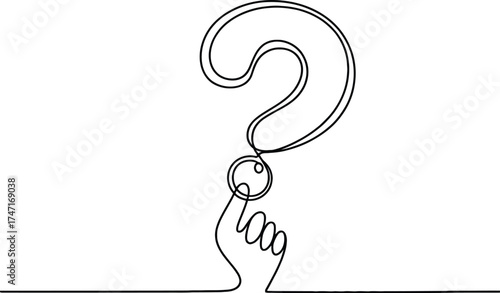 Question mark line art continuous drawing vector illustration