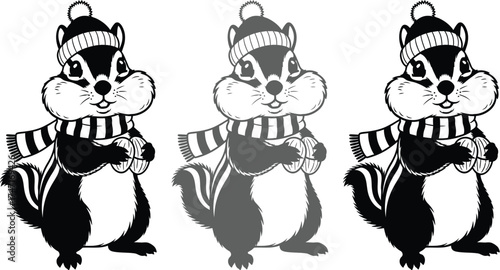 Cute winter chipmunk vector illustration clip art design