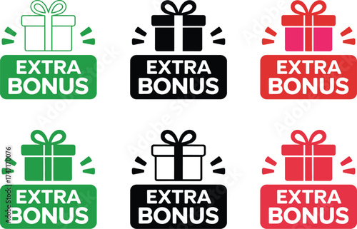 Vector art of extra bonus gift box promotion