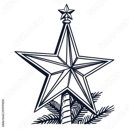 Christmas tree top star minimal christmas tree topper star icon