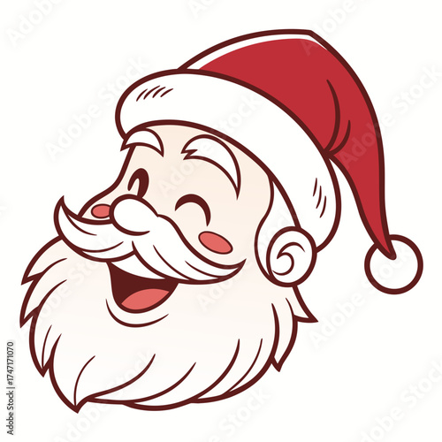 Cute Santa Claus face emoji style cartoon