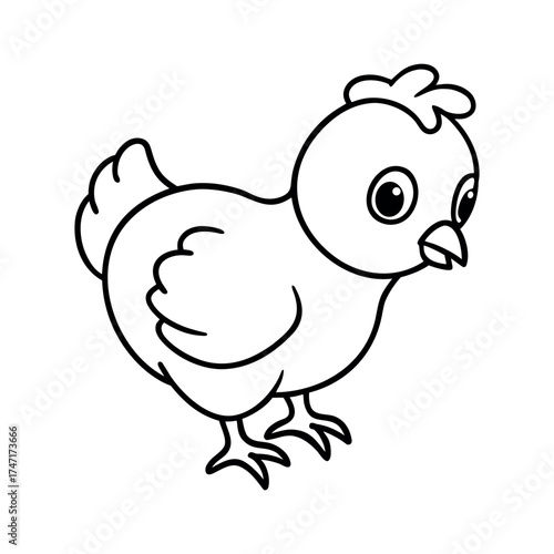 Baby Chick Cute Coloring Book Line Art Vector