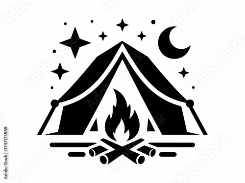 camping icons set