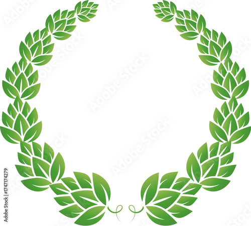 Wreath of green hop cones isolated design