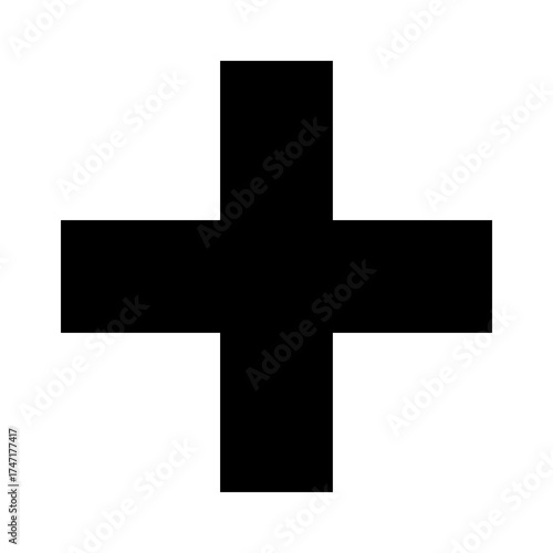 Black Plus Icon. Black Cross Sign, Plus Symbol.