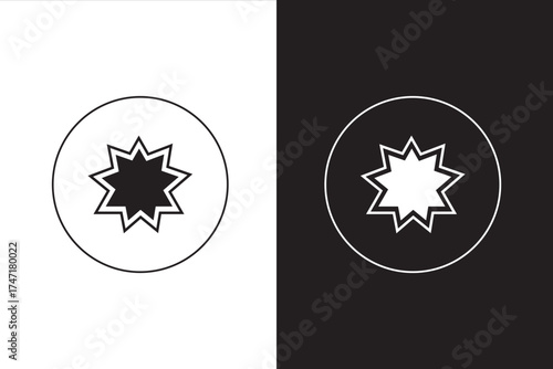 bahai Religious symbols icon vector flat icon on black and white background..eps