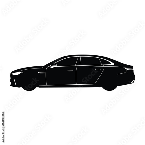 Elegant sedan silhouette, showcasing its design