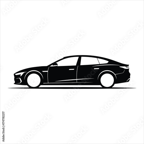 Sleek sedan silhouette showcasing its sporty design