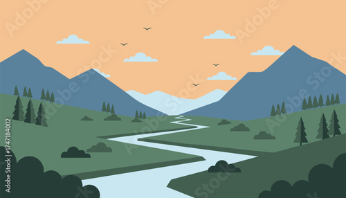 Peaceful River Valley Landscape