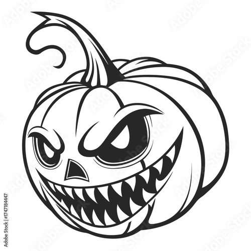 Black and white scary jack o lantern face pumpkin halloween 1