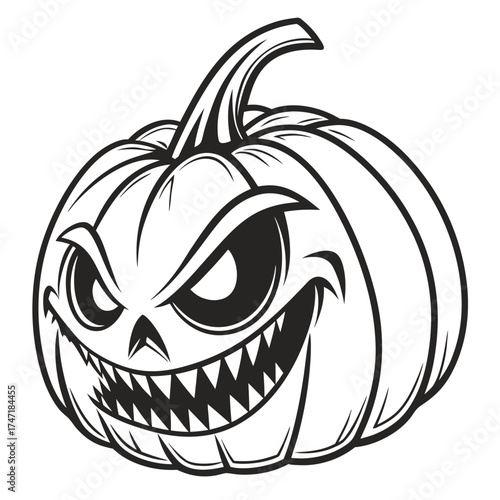 Black and white scary jack o lantern face pumpkin halloween 2