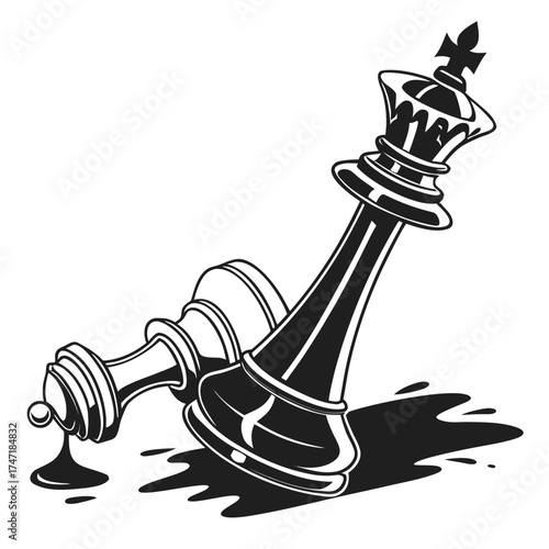 Black chess kings with dripping wax chess piece white