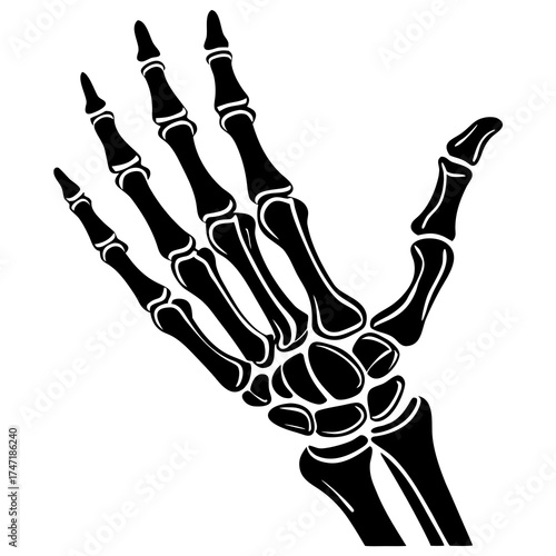 Black skeleton hand white background skeleton hand icon 2