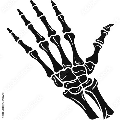 Black skeleton hand white background skeleton hand icon