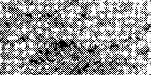 Abstract halftone pattern black dotted white background varying sized of black circles, dotted halftone gradient seamless pop art modern background of monochrome overlay design element.