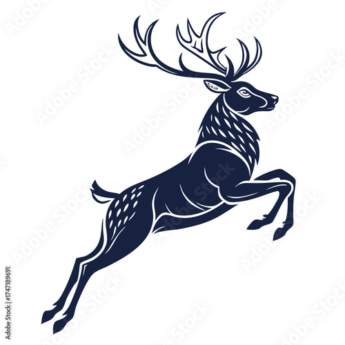 Dark blue reindeer jumping silhouette animal wildlife