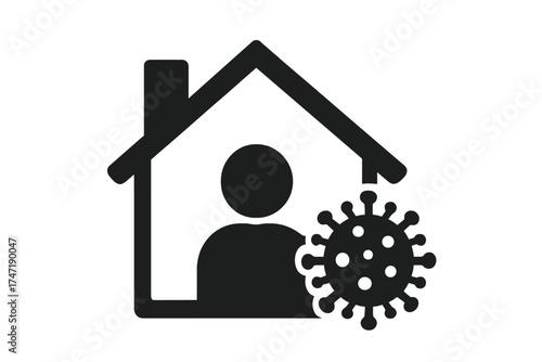 Stay home stay safe icon. Coronavirus covid-19 pandemic lockdown symbol. Vector illustration for social isolation, quarantine, safety measures, social distancing at home.