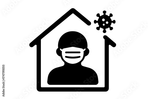 Stay home stay safe icon for coronavirus covid-19 pandemic lockdown. Concept for social isolation, quarantine, and safety. Social distancing and staying at home vector.