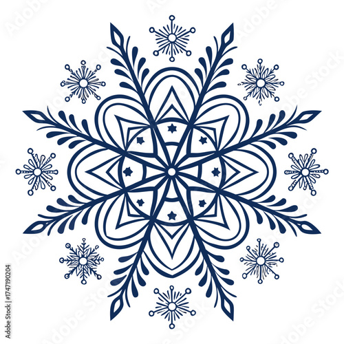 Dark blue snowflake mandala pattern winter christmas