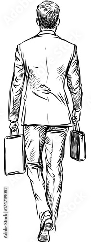 An illustration of a businessman with a briefcase, created in a modern style, is ideal for use in career-themed contexts