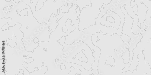 Contour lines topography minimalist gray geographic mountain relief map background, abstract curve textured grey surface modern design with topographic wavy seamless pattern of detail background.