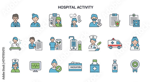 Healthcare and Medical Activity Icons Clinic & Hospital Services