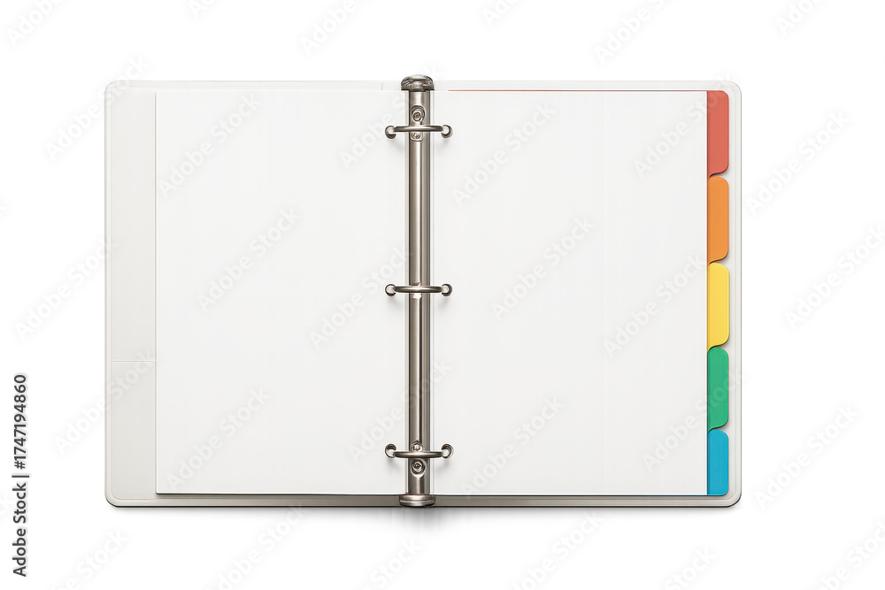 custom made wallpaper toronto digitalOpen 3-ring binder with colorful tabs, isolated on transparent background.