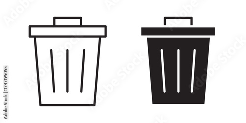 Trash Icon, delete, garbage icon . Vector illustration with stroke and fill on a white background.