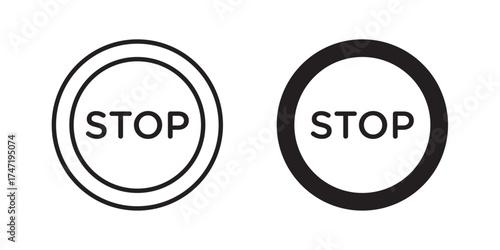 Stop Icon. Vector illustration with stroke and fill on a white background.