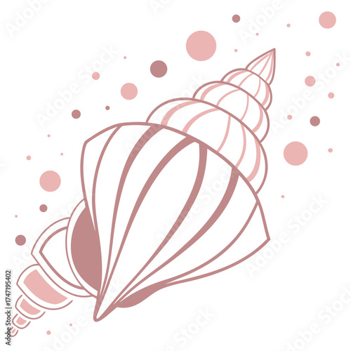 Seashell with pastel pink circles dots