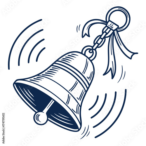 Single sleigh bell with sound waves and ribbon noise