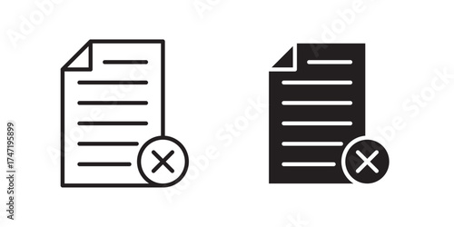 File Remove Icon. delete file icon. Vector illustration with stroke and fill on a white background.
