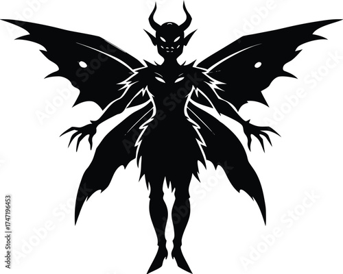 Evil Fairy With Ragged Wings Silhouette