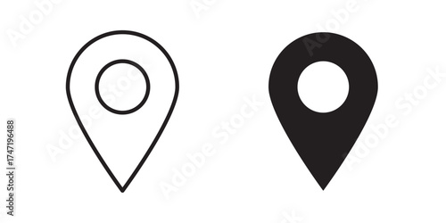 Map Marker Icon. Vector illustration with stroke and fill on a white background.